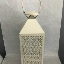 Something Blue Lantern Size 7"x7"x20" Metal/Glass Whtie LANTERNS/BIRDCAGES DECOR