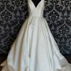 Something Blue WEDDING DRESSES Justin Alexander 8937 Size 14 Satin Ivory Sleeveless A-line V-Neck AS IS