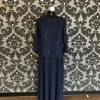 Something Blue Alex Evenings Formal Size 18 Lace Navy FORMAL/MOTHER'S DRESSES
