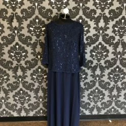 Something Blue Alex Evenings Formal Size 18 Lace Navy FORMAL/MOTHER'S DRESSES