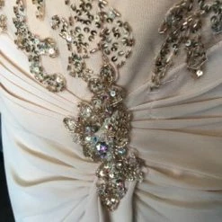 Something Blue Mon Cheri 114661 Women's Formal Chiffon Light Champagne Size 10 FORMAL/MOTHER'S DRESSES