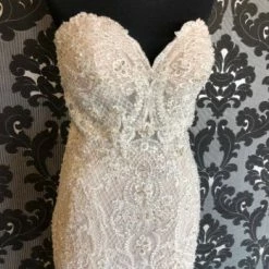 Something Blue Allure Bridal 9601 Wedding Dress Beaded/Lace Ivory AS IS PINHOLES AND RUNS