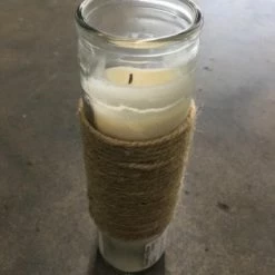 Something Blue Wedding DECOR Candle Wax/Glass/Twine Ivory/Beige Size 8" CANDLES