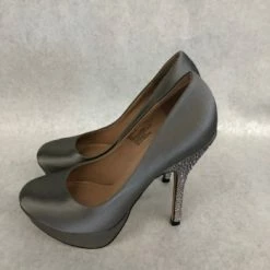 Something Blue Steve Madden Women Heels Satin/Rhinestone Grey Size 8 NEW ARRIVALS