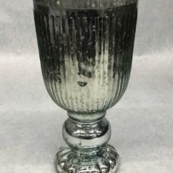 Something Blue Home Essentials Candle Holder Mercury Glass Silver Size 9.5"x5" CANDLES DECOR