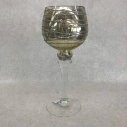 Something Blue DECOR Goblet Size 11" Glass Gold Mercury CANDLES