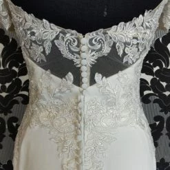 Something Blue WEDDING DRESSES Sincerity 44237 Wedding Dress Size 14 Crepe/Lace Ivory Off The Shoulder