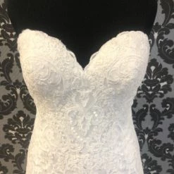 Something Blue Mori Lee Women's Wedding Dress Lace Ivory Size 12 Strapless WEDDING DRESSES