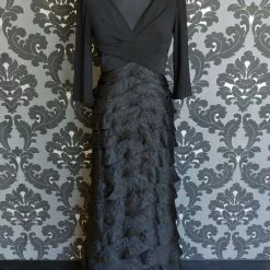 Something Blue Adrianna Papell Formal Size 6 Organza Black FORMAL/MOTHER'S DRESSES