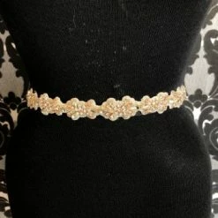 Something Blue Belt Organza Ivory With Rose Gold And Silver Rhinestones BELTS