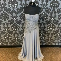 Something Blue Cameron Blake 211620 Formal Chiffon/Beaded Platinum Size 10 FORMAL DRESSES
