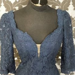 Something Blue FORMAL/MOTHER'S DRESSES Cameron Blake 118677 Women's MOB Lace Navy Size 12 Floor