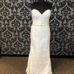 Something Blue WEDDING DRESSES Justin Alexander Beaded Lace Ivory Size 20 W/ DETACHABLE TRAIN
