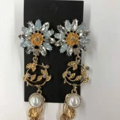 Something Blue NEW ARRIVALS Maggie Sottero X Ael Este Earrings Rhinestone/Pearl Gold Dangle