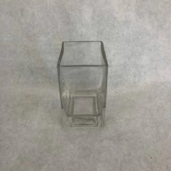 Something Blue Vase Size 4"x3"x5.5" Glass Clear Rectangle VASES DECOR