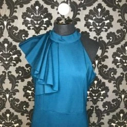 Something Blue Lulus Women Formal Stretch Teal Size XL Shoulder Ruffle FORMAL/MOTHER'S DRESSES