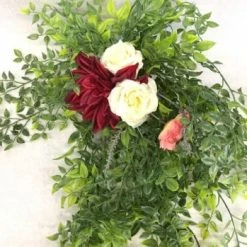 Something Blue Floral Arrangement Greenery/Floral Green/Ivory/Burgundy/Blush Size 24" FLORAL DECOR