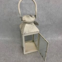 Something Blue Lantern Size 4"x4"x10" Metal/Glass Ivory LANTERNS/BIRDCAGES DECOR
