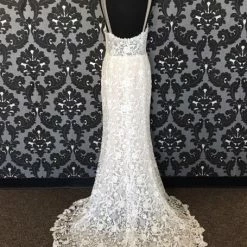 Size 12 Cafe/Ivory Willowby Lace Illusion Sheath WEDDING DRESSES