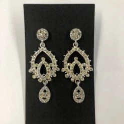 Something Blue NEW ARRIVALS E847 Earrings Rhinestone Silver Dangle