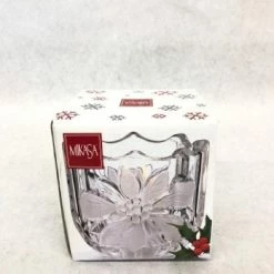 Something Blue Mikasa Votive Holder Glass Clear 3.5" Festive Poinsettia DECOR