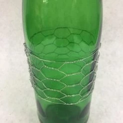 Something Blue Wedding DECOR Earrings Glass Green Size 11.5" Wine Bottle VASES