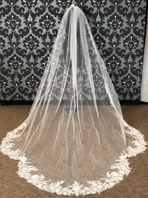 Something Blue Cathedral Ivory Tulle With Lace And Sequin Veil VEILS 3 Something Blue Cathedral Ivory Tulle With Lace And Sequin Veil VEILS