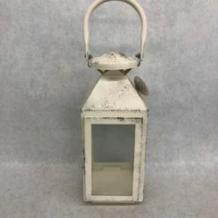 Something Blue Lantern Size 4"x4"x10" Metal/Glass Ivory LANTERNS/BIRDCAGES DECOR