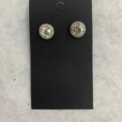 Something Blue Earrings Rhinestone Silver