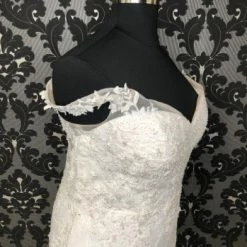 Something Blue Sincerity Bridal 44198 Wedding Dress Lace/Tulle Ivory AS IS HOLE IN BACK DETAIL 9 Something Blue Sincerity Bridal 44198 Wedding Dress Lace/Tulle Ivory AS IS HOLE IN BACK DETAIL