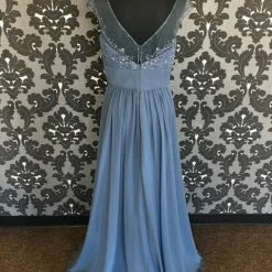 Something Blue Wedding FORMAL/MOTHER'S DRESSES Camreon Blake 212676 Women's Formal Chiffon Dusty Bl Size 12