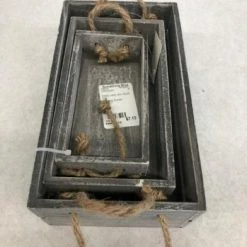 Something Blue Hobby Lobby Box Wood Gray Size 3pc CONTAINER DECOR