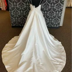 Something Blue Allure Romance 3356 Size 16 Ivory Satin Deep-V Ballgown
