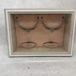 Something Blue Heartline Glassware Glass Clear/White Size 2pc Toasting Glasses GLASSWARE