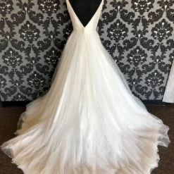 Something Blue Stella York Size 10 Ivory Tulle With Satin Bodice Sleeveless V-Neck Ballgown