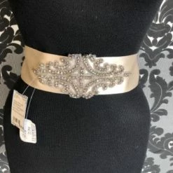 Something Blue MK12 Women's Belt Satin/Rhinestone Champagne Rhinestone BELTS