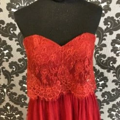 Something Blue Belsoie L204058 Formal Tool/Lace Burgandy Size 6 FORMAL DRESSES