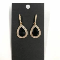 Something Blue Sophia Collection Earrings Rhinestone Black/Gold Dangle NEW ARRIVALS