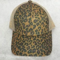 Something Blue Wedding THE PARLOUR Glittery Ponytail Trucker Cap Leopard