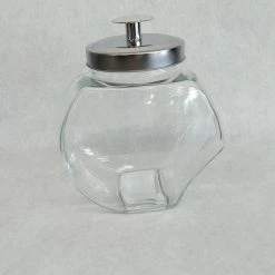 Something Blue Candy Dish Size 1/2 Gal Glass/Metal Clear/silver CONTAINER DECOR