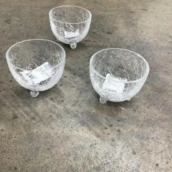 Something Blue Pier 1 Imports Bowl Crackle Glass Clear Size 2.75"x3.75" Dish GLASSWARE