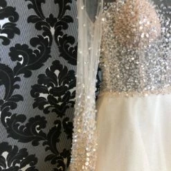 Something Blue WEDDING DRESSES Jasmine Size 8 Champagne Tulle And Sequin Long Sleeve Ballgown