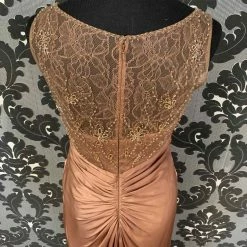 Something Blue Jade Couture K168068 Formal Silk/Lace Mocha Size 8 FORMAL/MOTHER'S DRESSES