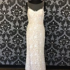 Size 12 Cafe/Ivory Willowby Lace Illusion Sheath WEDDING DRESSES