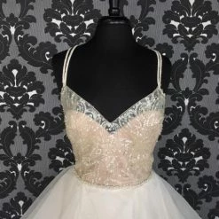 Size 12 Prosecco Wtoo Organza Thin/Beaded Ballgown V-Neck WEDDING DRESSES