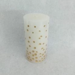 Something Blue Pillar Candle Size 6" Wax White/Gold CANDLES DECOR