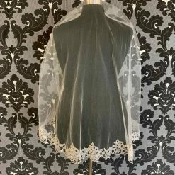 Something Blue VEILS Veil Embroidered Lace Ivory Finger Tip Floral Lace Edge