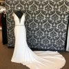 Something Blue WEDDING DRESSES Calla Blanche Size 14 Ivory Deep V Sleeveless Crepe Mermaid