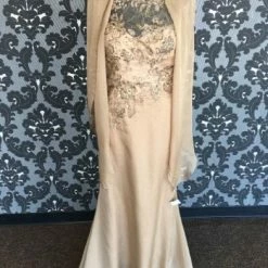 Something Blue FORMAL/MOTHER'S DRESSES Size 10 Taupe Montage Floor Chiffon Sleeveless