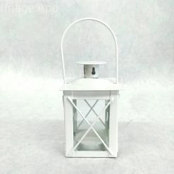Something Blue DECOR Kate Aspen Lantern Metal/Glass White Size 4.25" LANTERNS/BIRDCAGES